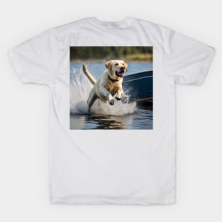 Yellow Lab Running in Water T-Shirt